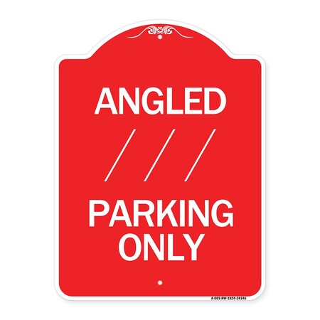 Signmission Angle Parking W/ Bidirectional Arrow 1, Red & White Aluminum Sign, 18" x 24", RW-1824-24346 A-DES-RW-1824-24346
